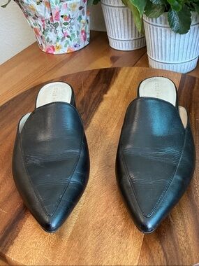 Cole Haan Black Pointed Leather Mule Slides 7
